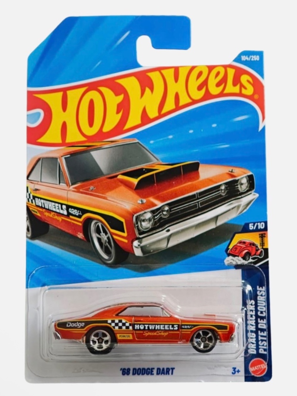 2025 HOT WHEELS #104 Drag Racers 5/10 '68 DODGE DART Orange